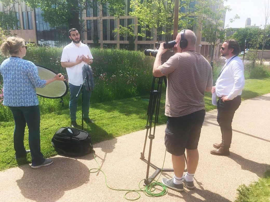 Alhareth Elshibani: Recording a video interview in the United Kingdom